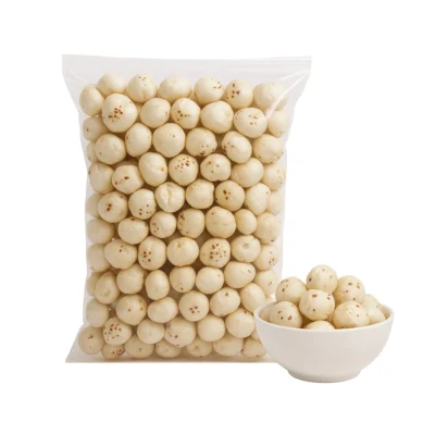 premium 6 Suta Raw Fool Makhana, with a bowl of puffed lotus seeds in the foreground, highlighting size and quality.