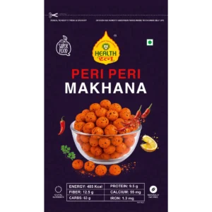 Peri Peri Roasted Makhana with fresh spices and vibrant packaging.
