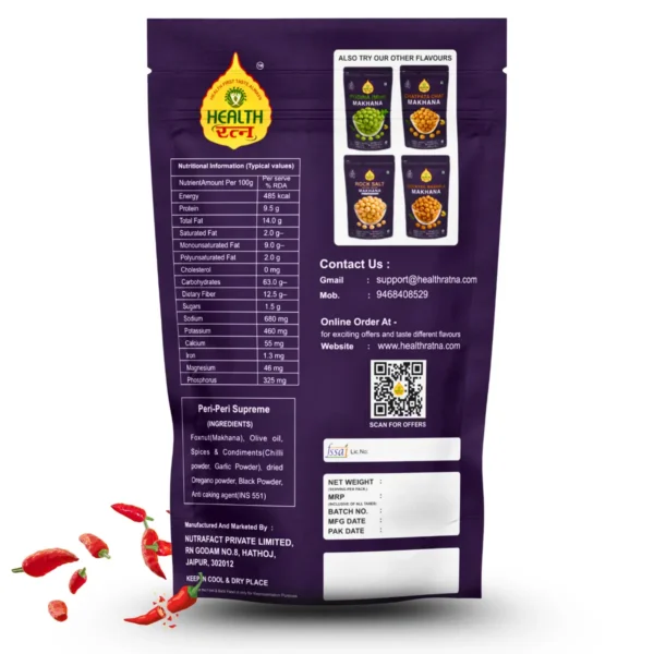Spicy Peri Peri Roasted Makhana 50g – Crunchy, Healthy & Gluten-Free Snack - Image 2