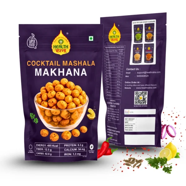 Cocktail Masala Roasted Makhana 50g – Crunchy, Flavorful & Nutritious Superfood Snack! - Image 4