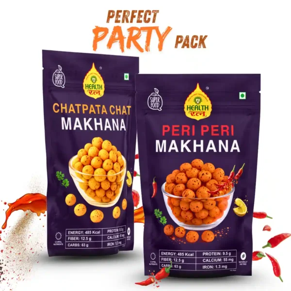 Perfect Party Pack - Combo of Peri-Peri and Chatpata Chat Mashala Flavoured Makhana (50-50g each)) - Image 3