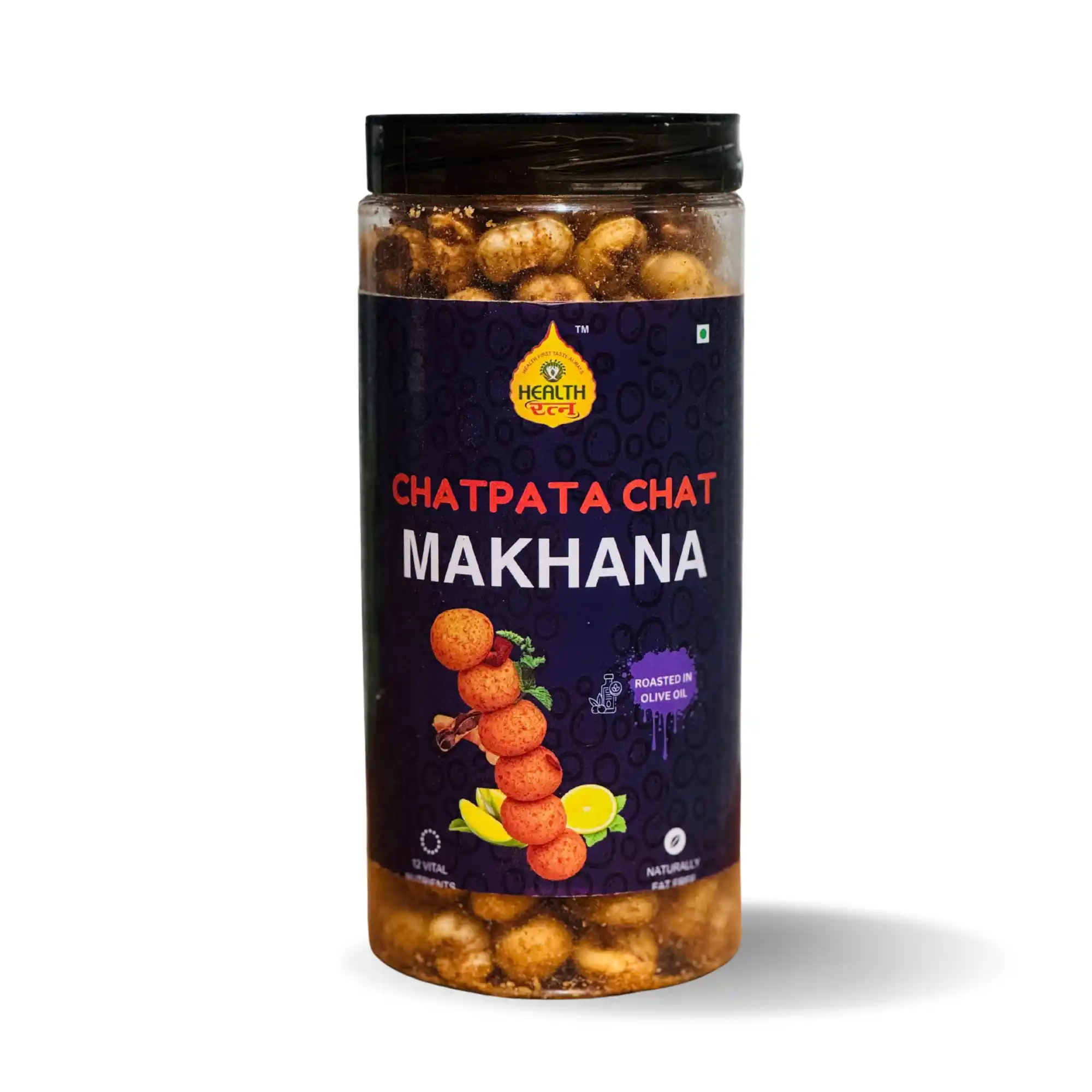 Health-Ratna-Chatpata-Makhana-Front Health Ratna Chatpata Chat Roasted Makhana 90g Jar