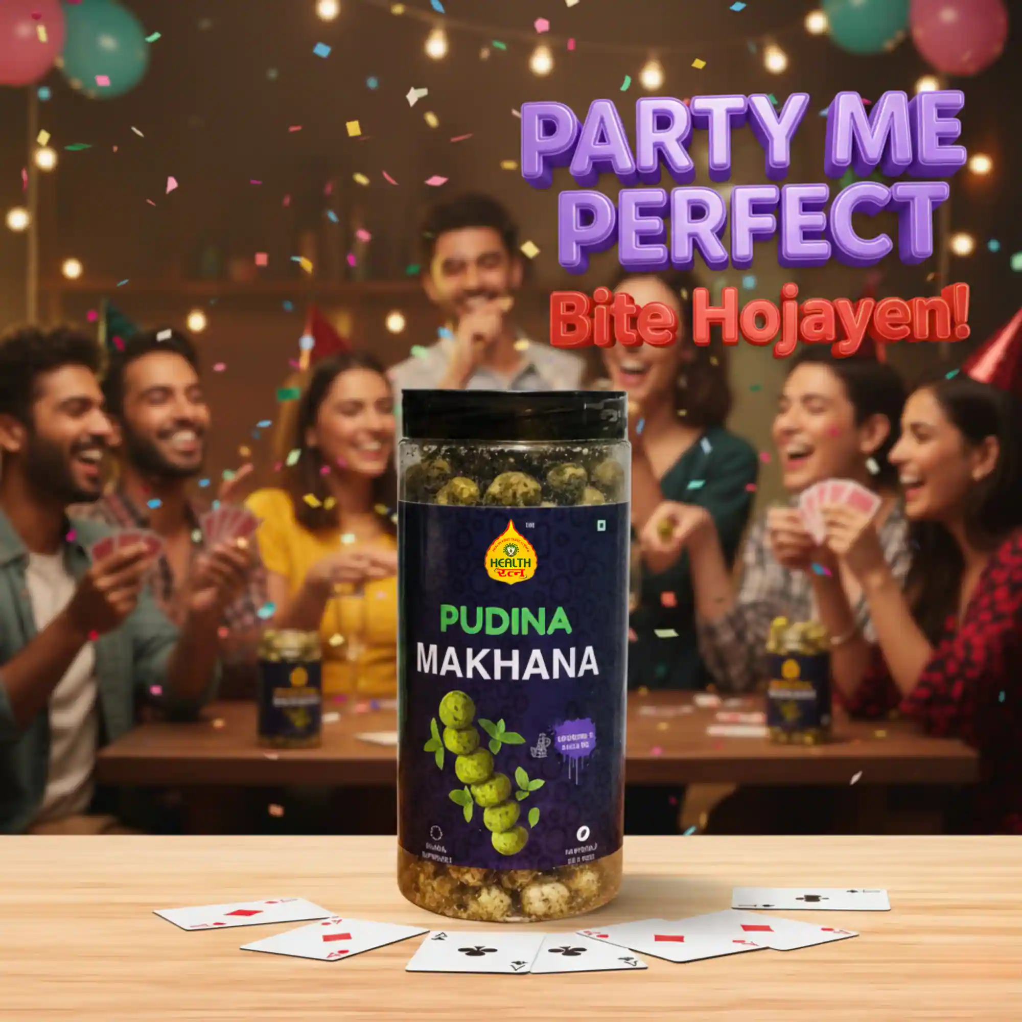 Party Perfect Health Ratna Pudina Mint Roasted Makhana 90g Jar